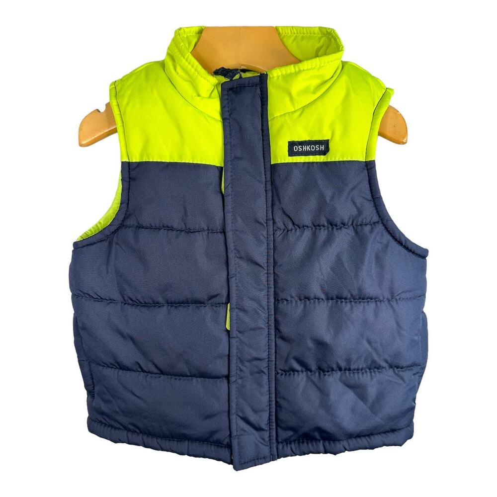Oshkosh b’Gosh Boys Toddler size 24 Months Blue Yellow Zip Up Vest Colorblock
